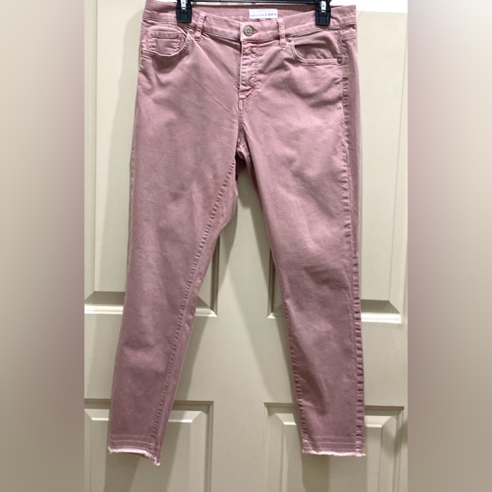 LOFT Modern Skinny Mauve Pink SZ 8 Soft Girl Boho Chic Cut Off Denim Jeans